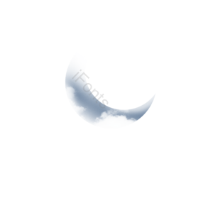 星空 弯月 梦幻 明月 夜晚 白色 云朵 云