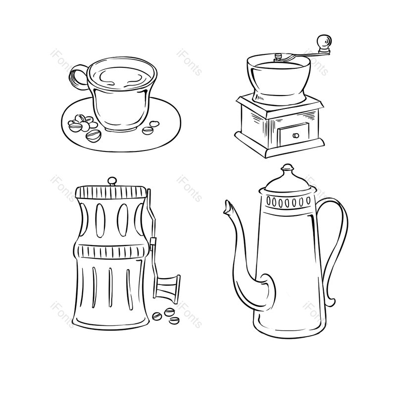 简约图片,咖啡杯元素,咖啡机PNG,咖啡壶免抠素材