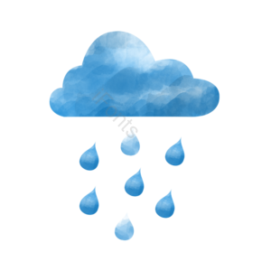 下雨天 水彩 云朵 蓝色 雨珠