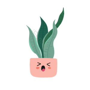 粉色 盆栽 绿色 植物 插画 元素 盆栽插画 植物插画