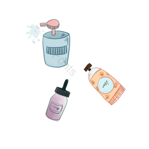 手绘 化妆品 插画 女性沐浴用品 素材 沐浴