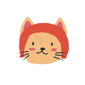手绘 卡通 砖红色 小猫咪 插画 元素 小动物