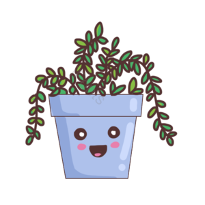 清新 蓝色 盆栽 花 植物 插画 元素 植物盆栽