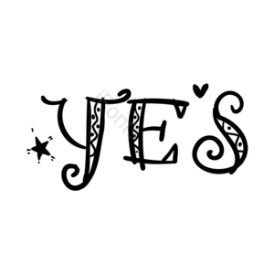 手绘 花式 线描 黑白 英文 介词 字母 元素