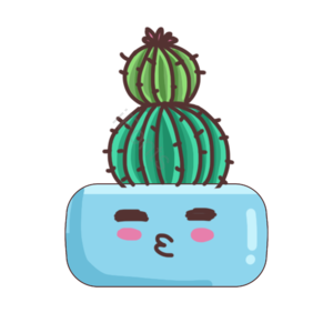 蓝色 盆栽 仙人球 植物 插画 元素 手绘 花盆