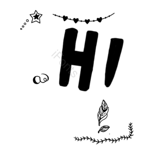 手绘 线描 黑白 英文 你好 字母 元素