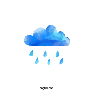云朵 下雨天 晕染 水彩 蓝色 雨滴落下 雨滴