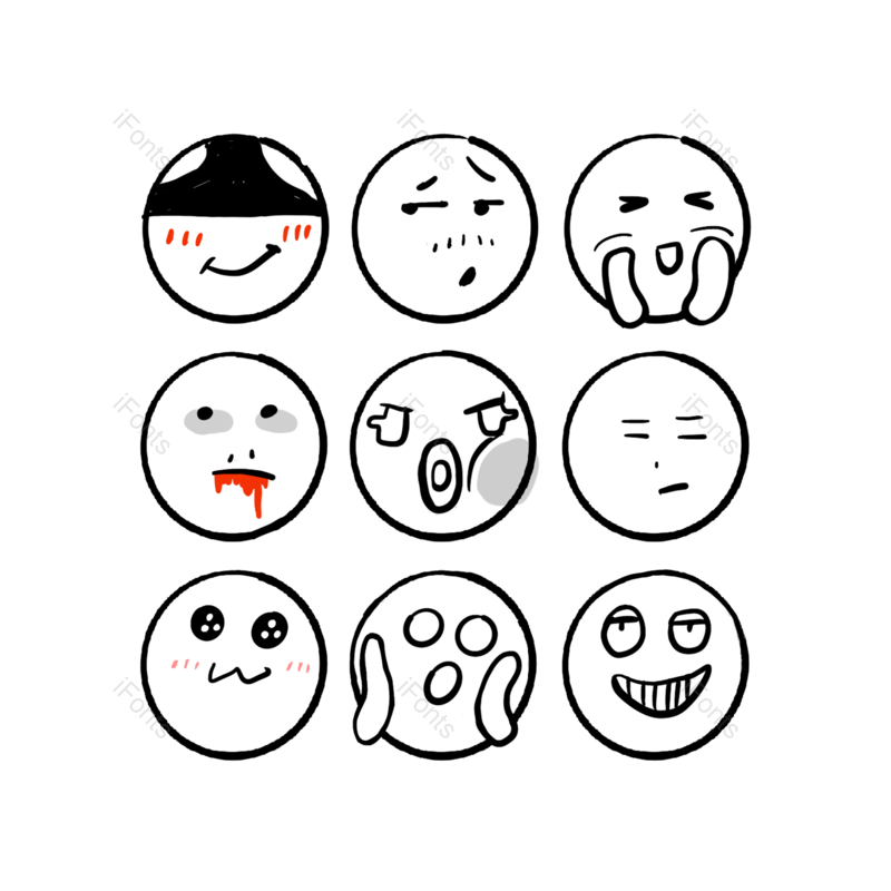 害羞图片,简笔画元素,手绘PNG,免抠素材