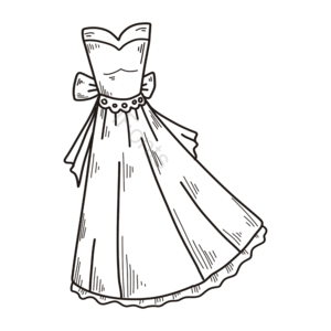 手绘 可爱 黑白 简笔画 女士 晚礼服 女性 衣服