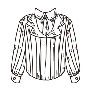手绘 可爱 黑白 简笔画 女士 衬衣 女性 衣服