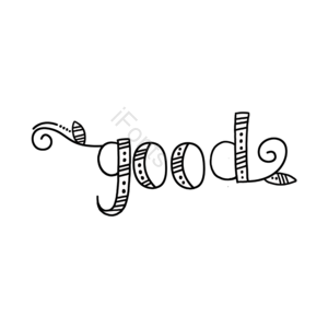 手绘 线描 黑白 英文 字母 元素 介词 英语