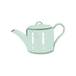 手绘 蓝色 卡通 可爱 茶水壶 插画 元素 茶水