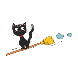 手绘 欧美 猫咪 插画 元素 节日 滑稽 万圣节