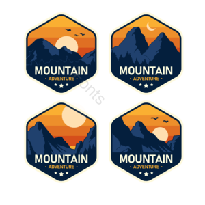 卡通 手绘 山峰 山岳 山 运动 登山 贴纸