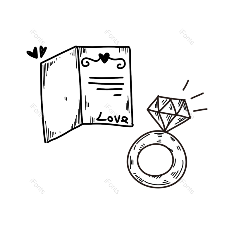 请柬图片,婚礼元素,插画PNG,戒指免抠素材
