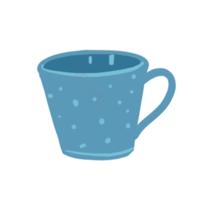 手绘 蓝色 动画片 可爱 玻璃 插画 水杯 茶杯