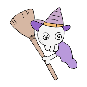 手绘 欧美 眍䁖 扫帚 滑稽 插画 元素 节日