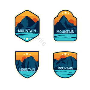 运动 登山 手绘 卡通 几何 创意 贴纸 山峰