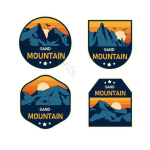 贴纸 运动 手绘 卡通 几何 创意 登山 山峰