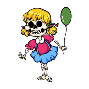 骷髅 亡灵节 儿童卡通 小女孩 黄发女孩