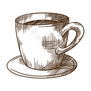 手绘 线描 黑白 咖啡豆 元素 咖啡 咖啡杯 杯子