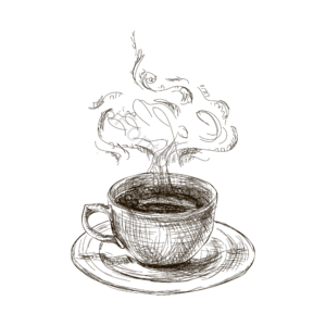 手绘 线描 黑白 咖啡豆 元素 咖啡 咖啡杯 杯子