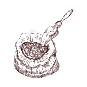 手绘 黑白 咖啡 线描 咖啡豆 插画 元素