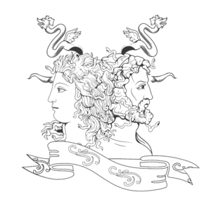 古 黑和白 欧洲 神话 神 手绘 插画 元素