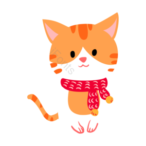 手绘 欧美 圣诞 猫咪 插画 元素 节日 圣诞彩妆