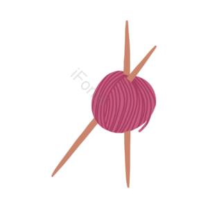 手绘 红色 粉色 毛衣针 毛线 卡通 插画 元素