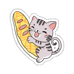 手绘 可爱 动物 猫咪 面包 装饰 小动物 插画