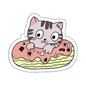手绘 可爱 猫咪 甜甜圈 动物 装饰 小动物 插画