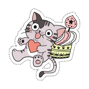 手绘 可爱 动物 装饰 猫咪 蛋糕 小动物 插画