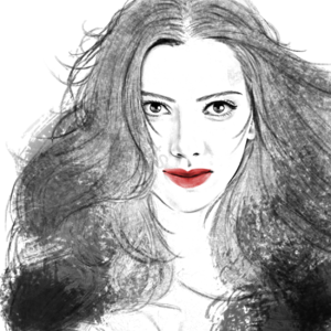 水彩 美女 黑和白 溅 插图 头像 字符 肖像
