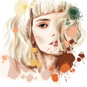 水彩 溅 插图 美女 头像 字符 肖像 女