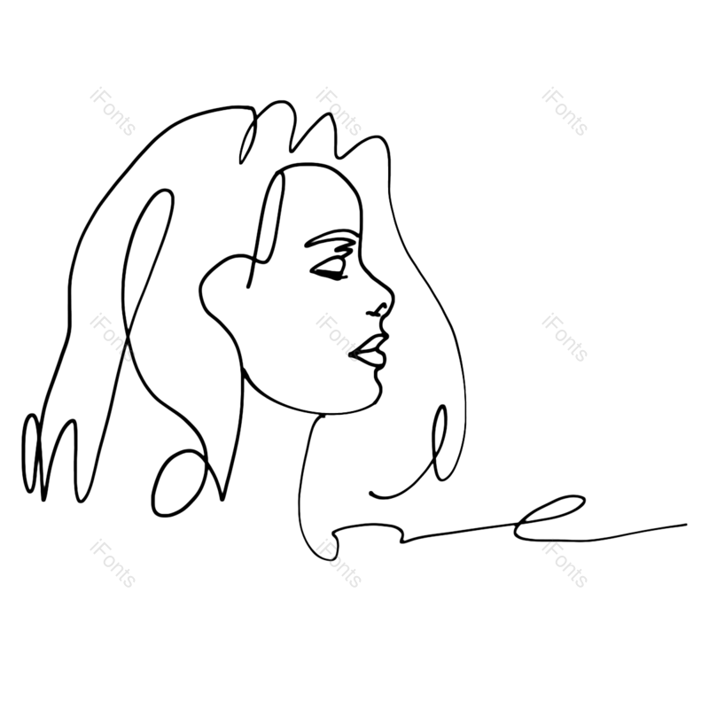 线条图片,女人元素,动画片PNG,头发免抠素材