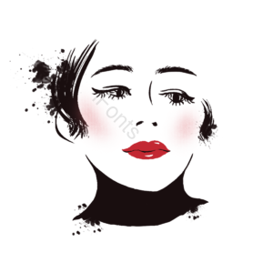 墨迹 精美 择业 女性 红唇红色 插画用图 粉色腮红 刷盛开