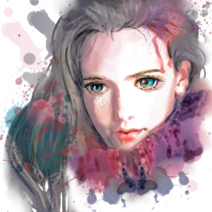 插图 水彩 头像 字符 美女 女 溅 肖像