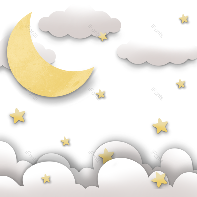 动画片图片,剪纸风格元素,夜空PNG,可爱免抠素材