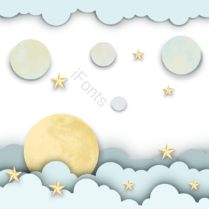 片状云 天空 月 繁星 幻想 剪纸风格 苍白 蓝色