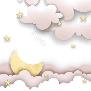 云朵 天空 月牙 星星 剪纸风格 清新 粉色 可爱