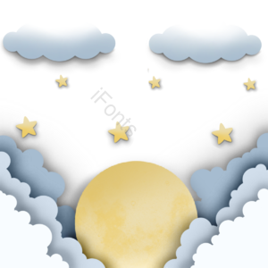 云朵 天空 月亮 星星 清新 剪纸风格 可爱 梦幻