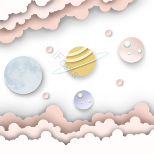 y 片状云 星星 粉色 剪纸风格 简单的 苍白 明星剪贴画