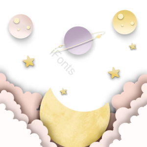 片状云 ÿ 月亮 星星 柔软苍白 剪纸风格 可爱的 幻想