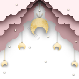 天空 月牙 云朵 星星 粉色 剪纸风格 梦幻 清新