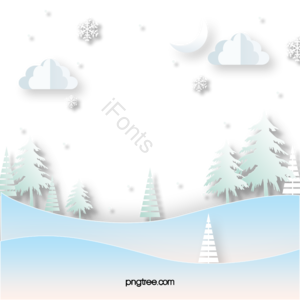 蓝色 树木 森林 云朵 雪花 山坡 剪纸
