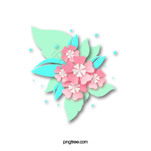 粉色花朵 蓝色花朵 手绘 剪纸 装饰图案