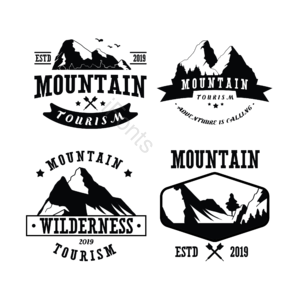 黑色 登山 旅游 剪影 标志 绘画 彩色 logo