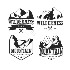 标志 黑白 复古 登山 插画 logo 冒险 山