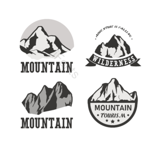 登山 手绘 冒险 标志 绘画 黑白 黑色 山